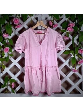 3/$20 Simply Southern Women's Large Light Pink Cotton S/S Coverup Mini Dress